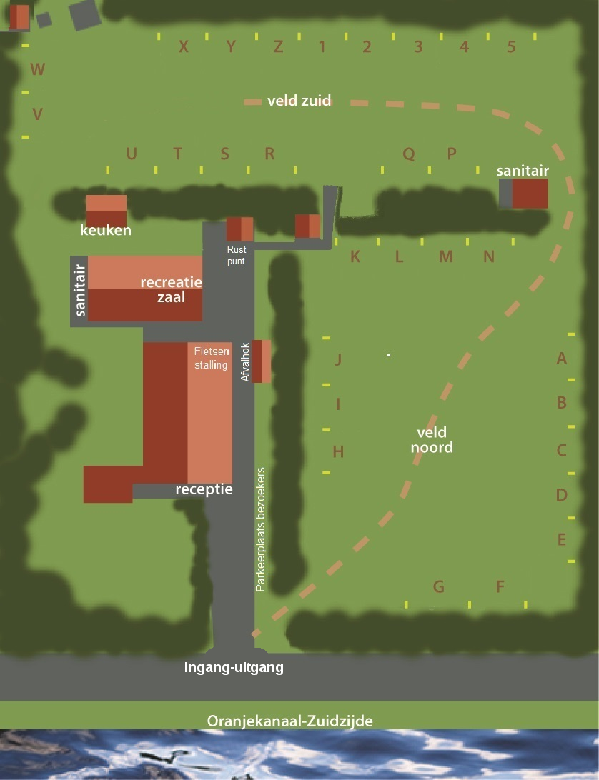 Plattegrond 2025 met ingang en uitgang van Camping Goedvertoef in Drenthe Plattegrond 2025 met ingang en uitgang van Camping Goedvertoef in Drenthe